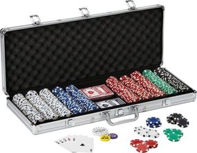 img 4 attached to Texas Hold'em Claytec Poker Chip Set - 11.5g, 500 Striped Dice Chips, Aluminum Case
