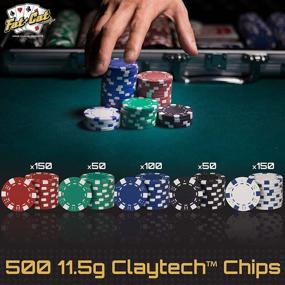 img 1 attached to Texas Hold'em Claytec Poker Chip Set - 11.5g, 500 Striped Dice Chips, Aluminum Case