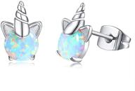 🦄 hypoallergenic opal unicorn earrings: perfect christmas gifts for girls and women - ideal birthday gifts for granddaughter, daughter, and girls logo