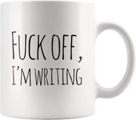 🖕 fk off i'm writing novelty ceramic coffee cup - 11 oz white cup - perfect gift for writers logo