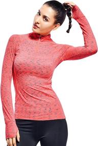 img 3 attached to 🏃 Women's 1/4 Zip Workout Pullover - Quarter Zip Running Long Sleeve Tops