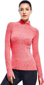 img 4 attached to 🏃 Women's 1/4 Zip Workout Pullover - Quarter Zip Running Long Sleeve Tops