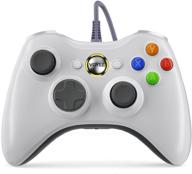 🎮 voyee pc controller for xbox 360 & slim/pc windows 10/8/7, wired with upgraded joystick, double shock, enhanced (white) logo