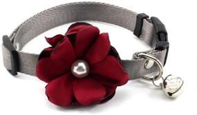 img 4 attached to 🌺 Fashionable PETFAVORITES Geranium Flower Cat Dog Collar Bow Tie - Stylish Nylon Puppy Necklace with Pearl Bell - Chihuahua Yorkie Clothes Costume Outfits Accessory