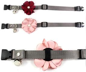 img 1 attached to 🌺 Fashionable PETFAVORITES Geranium Flower Cat Dog Collar Bow Tie - Stylish Nylon Puppy Necklace with Pearl Bell - Chihuahua Yorkie Clothes Costume Outfits Accessory