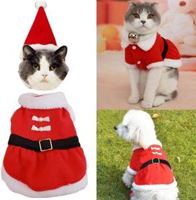 img 4 attached to Bolbove Pet Christmas Santa Claus Dress Costume: Warm Winter Coat for Large Girl Dogs & Female Cats (Red, X-Large)