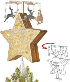 img 4 attached to 🎄 Christmas Animated Tree Topper Glittering Star Treetop Deer Pulling Sleigh Pendants for Festive Christmas Decor