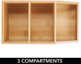 img 2 attached to 🔲 mDesign Bamboo Wood Compact Storage Organizer Bin Box - 3 Divided Sections - Holder for Office Supplies - Notebooks, Paperclips, Binder Clips, Tape, Stapler - Natural/Tan