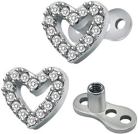 img 3 attached to 💎 Set of 2 Surgical Steel Dermal Anchor Tops and Base with 14G Cubic Zirconia Crystals - Dainty Microdermals Studs for Women and Girls - Hypoallergenic Body Piercing Jewelry - Ideal Punk Personalized Gifts for BFFs