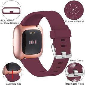 img 2 attached to Ремешки Ouwegaga совместимы с Fitbit Versa - яркие унисекс браслеты в красном, розовом песке, мятно-зеленом цвете - размер L