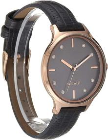 img 2 attached to ⌚ Женские наручные часы с кристаллами и узором на ремешке от Nine West