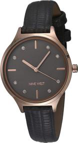 img 4 attached to ⌚ Женские наручные часы с кристаллами и узором на ремешке от Nine West