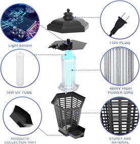 img 2 attached to 🦟 Outdoor Bug Zapper, 18W High Power Electronic Mosquito Killer, 4200V Fly Zapper, Insect Trap Indoor, Mosquito Traps for Garden Patio, Backyard,Home