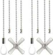 ceiling fan pull chain set - 4pcs 13.79 inches length - silver - chain extension, beaded ball connector - light & fan decorative pull chain логотип