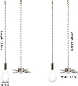 img 2 attached to Ceiling Fan Pull Chain Set - 4PCS 13.79 Inches Length - Silver - Chain Extension, Beaded Ball Connector - Light & Fan Decorative Pull Chain