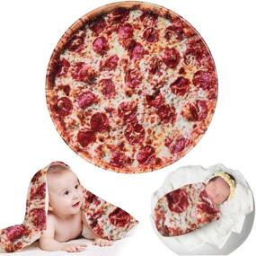 img 4 attached to Outivity Pizza Blanket for Kids and Baby: Funny Food Throw Blanket, Soft Flannel, Round Design - 49 Inch Soft Throw Blanket for Bed Couch