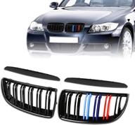 dsisimo glossy abs double slats front kidney grille grill compatible for 2005-2008 bmw 3 series e90 e91 325i 325xi 328i 328xi 330i 330xi 335i 335xi pre-facelift logo