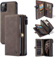 wallet case iphone 11/11 pro/ 11 pro max [2 in 1] magnetic detachable leather folio card pockets clutch case flip cover cell phones & accessories logo