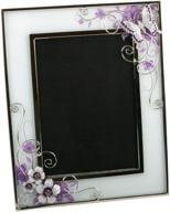 📸 haysom interiors stunning purple glass 5" x 7" photo frame with floral and butterfly design логотип