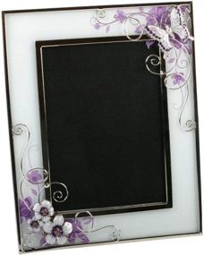 img 1 attached to 📸 Haysom Interiors Stunning Purple Glass 5" x 7" Photo Frame with Floral and Butterfly Design