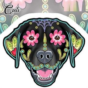 img 1 attached to 🐾 Компания Licensed Originals Inc. представляет: коллекцию стикеров Cali of Pretty - Sugar Skull Dogs Die Cut (CALI черный лабрадор) - уникальный, привлекательный дизайн!