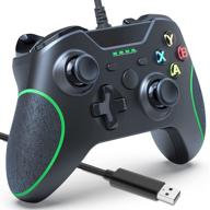 🎮 wired xbox one controller with dual-vibration, headset jack, and ergonomic wired gamepad for xbox one/xbox one s/xbox one x/pc windows 7/8/10 (black) - improved seo логотип