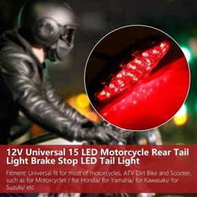 img 3 attached to Универсальный задний стоп-сигнал мотоцикла с 15 светодиодами 🏍️ в режиме свечения и торможения, 12V, подходит для квадроциклов и грязевых мотоциклов (Модель А)