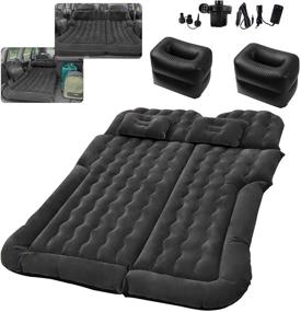 img 4 attached to 🏕️ Inflatable SUV RV Car Bed Camping Cushion Pillow - Thickened Air Mattress with Electric Pump, Flocking Surface Portable Sleeping Pad for Travel, Camping, Minivan, Van, Trunk