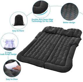 img 2 attached to 🏕️ Inflatable SUV RV Car Bed Camping Cushion Pillow - Thickened Air Mattress with Electric Pump, Flocking Surface Portable Sleeping Pad for Travel, Camping, Minivan, Van, Trunk