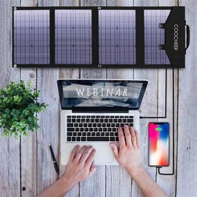 img 2 attached to 🔌 Coocheer Portable Solar Panel Charger 120W - Ideal for Camping Van, Portable Generator, Power Station, USB Devices, Cars, Yachts - 2 USB Ports & 1 DV Port Included