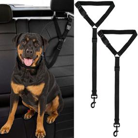 img 4 attached to 🐾 2-Pack Adjustable Nylon Safety Seat Belt Straps for Dogs and Cats - Secure Restraints for Car Headrests and Vehicle Seatbelts