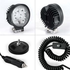 img 1 attached to 🔦 LEMIL - 27W Round LED Work Light: Portable Car Flood Beam Lamp with Magnetic Base, Waterproof Emergency Light for Off Road, Truck, Boat, Bar - 12V 24V