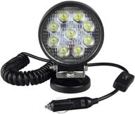 🔦 lemil - 27w round led work light: portable car flood beam lamp with magnetic base, waterproof emergency light for off road, truck, boat, bar - 12v 24v logo