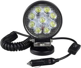 img 4 attached to 🔦 LEMIL - 27W Round LED Work Light: Portable Car Flood Beam Lamp with Magnetic Base, Waterproof Emergency Light for Off Road, Truck, Boat, Bar - 12V 24V