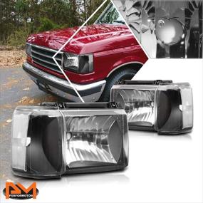 img 4 attached to 🚗 Enhanced OE Style Headlight Assembly for Ford F150/F250/F350/Bronco 87-91 - Black Housing/Clear Corner