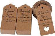 🎀 100 count kraft paper thank you tags with twine for baby showers, parties, weddings - hazoulen favors logo