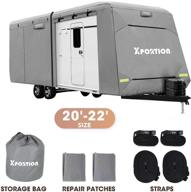 xportion upgraded camper trailer cover: windproof and durable, fits 20’ - 22’ rvs - 4-layer protection with 4 straps and 2 patches logo