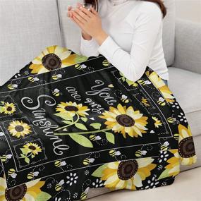 img 2 attached to 🌻 Edwiinsa You are My Sunshine Fleece Blanket - Super Soft 40'' x 50'' - Sunflowers and Bees Design - Cozy Microfiber Bed Blanket for Couch/Sofa/Gift