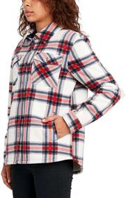 img 2 attached to 👚 Plush Sherpa Lined Fleece Shirt Jacket with Pockets for Women's Long Sleeves in Plaid