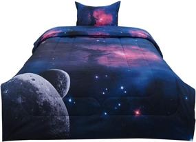 img 4 attached to Uxcell 2 Piece Galaxies Fuchsia Comforter