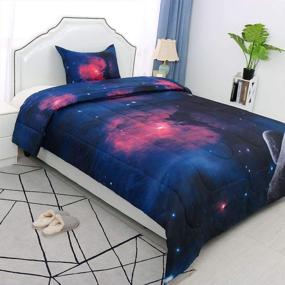 img 2 attached to Uxcell 2 Piece Galaxies Fuchsia Comforter