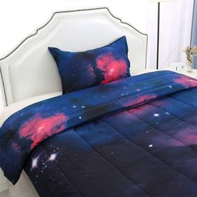 img 1 attached to Uxcell 2 Piece Galaxies Fuchsia Comforter