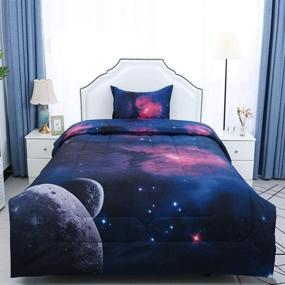 img 3 attached to Uxcell 2 Piece Galaxies Fuchsia Comforter