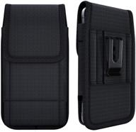 📱 nuvavo nylon belt holster case for iphone 12 (2020), iphone 12 pro, iphone 11, iphone xr, with belt clip, cell phone belt holder, carrying pouch cover (black) - compatible with otterbox/battery case logo