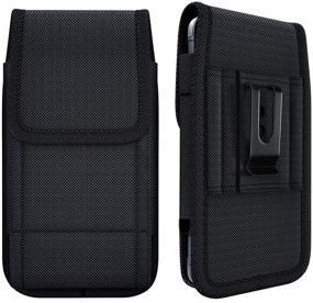 img 4 attached to 📱 NUVAVO Nylon Belt Holster Case for iPhone 12 (2020), iPhone 12 Pro, iPhone 11, iPhone XR, with Belt Clip, Cell Phone Belt Holder, Carrying Pouch Cover (Black) - Compatible with Otterbox/Battery Case