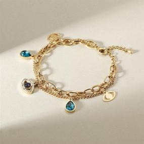 img 2 attached to 💫 Stunning 14K Gold Filled Evil Eye Bracelets: Adjustable Bead & Paperclip Chains for Women