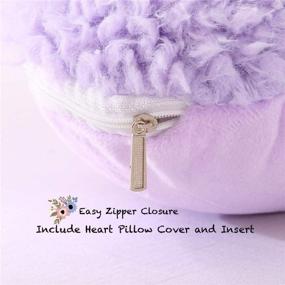 img 3 attached to 😍 MooWoo Fluffy Heart Throw Pillow: Shaggy Faux Fur, Decorative Design for Indoor and Outdoor (Purple, Heart Shape-15.7X15.7 Inches)