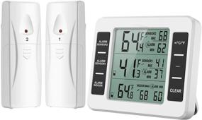 img 4 attached to ORIA Wireless Refrigerator Thermometer with 2 Sensors: Audible Alarm, Min/Max Display, LCD - Ideal for Home & Restaurants