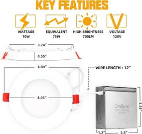 img 2 attached to 🔆 OmiBrite 4 Inch Ultra-Thin LED Recessed Ceiling Light - 6 Pack, 4000K Cool White, 700LM, 10W 75W Eqv, CRI95, Canless Dimmable Can-Killer Downlight with Junction Box - FCC, ETL, Energy Star Certified