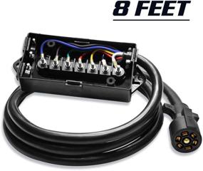 img 4 attached to Waterproof OPL5 7-Way Trailer Plug with 8-Foot Heavy-Duty Inline Trailer Cord and Weatherproof Junction Box - Ideal for Campers, Caravans, and Food Vans